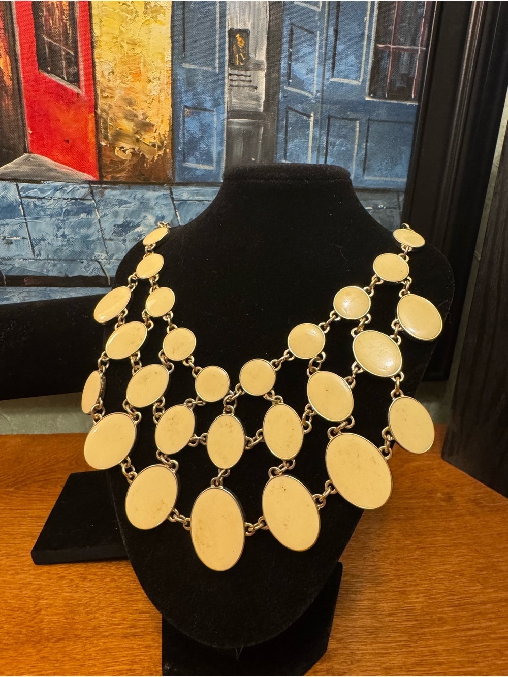 Bold Cream or Black Multi-Oval Statement Necklace